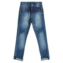 Bienzoe Boy's Cotton Adjustable Waist Slim Denim Pants Blue Jeans 7