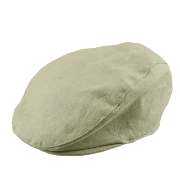 Bienzoe Boy's Cotton Linen Striped Flat Peaked Hat Newsboy Golf Baker Beige 2/3