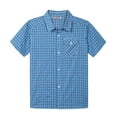 thumbnail image 1 of Bienzoe Boy's Cotton Plaid Button Down Short Sleeve Shirt Blue/Azure 13/14, 1 of 8