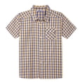 thumbnail image 1 of Bienzoe Boy's Cotton Plaid Button Down Short Sleeve Shirt Blue/Yellow 3/4, 1 of 9