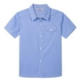 thumbnail image 1 of Bienzoe Boy's Cotton Plaid Button Down Short Sleeve Shirt Light Blue 5/6, 1 of 8