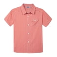 thumbnail image 1 of Bienzoe Boy's Cotton Plaid Button Down Short Sleeve Shirt Orange/White 11/12, 1 of 8