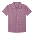 thumbnail image 1 of Bienzoe Boy's Cotton Plaid Button Down Short Sleeve Shirt Red 5/6, 1 of 8