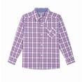 thumbnail image 1 of Bienzoe Boy's Cotton Plaid Roll Up Button Down Shirts Marine/Dark Red 9/10, 1 of 9