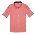 thumbnail image 1 of Bienzoe Boy's Cotton Plaid Roll Up Button Down Sports Shirts Orange/White 9/10, 1 of 3