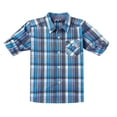 thumbnail image 1 of Bienzoe Boy's Cotton Plaid Roll Up Sleeve Casual Shirts Blue/Navy 13/14, 1 of 9