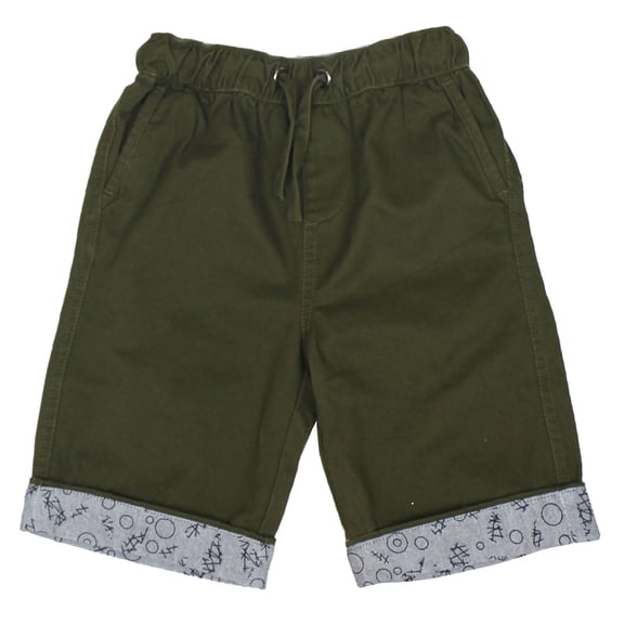 Bienzoe Boy's Cotton Twill Elastic Waist Shorts Green Size 12