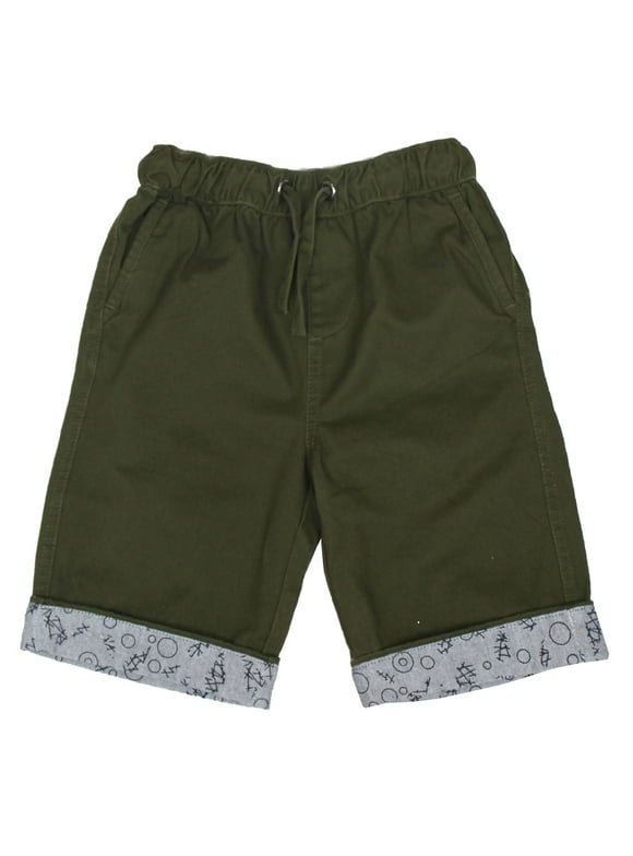 Boy's Cotton Twill Elastic Waist Shorts Green Size 12