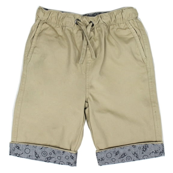 Bienzoe Boy's Cotton Twill Elastic Waist Shorts KHK Size 7 Khaki