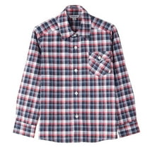 Bienzoe Boy's Flannel Button Down Long Sleeve Plaid Shirt Red 9/10