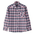 thumbnail image 1 of Bienzoe Boy's Flannel Button Down Long Sleeve Plaid Shirt Red 9/10, 1 of 9