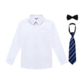 thumbnail image 1 of Bienzoe Boy's School Uniform Long Sleeve Button Down Shirt with Tie&Bowtie White 12, 1 of 8