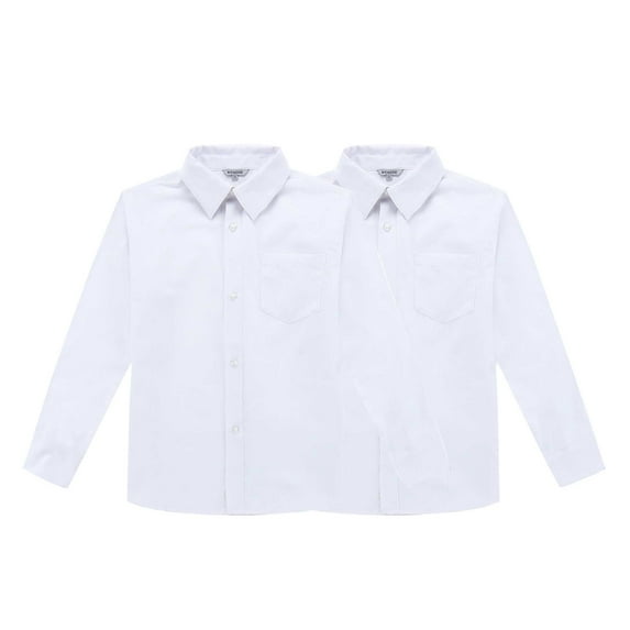 Bienzoe Boy's School Uniform Long Sleeve Shirt White 4