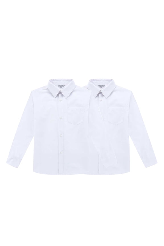 Boy's School Uniform Long Sleeve Shirt White 7