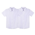 thumbnail image 1 of Bienzoe Boy's School Uniform Short Sleeve Oxford Shirt 2Pcs Pack White 4, 1 of 9