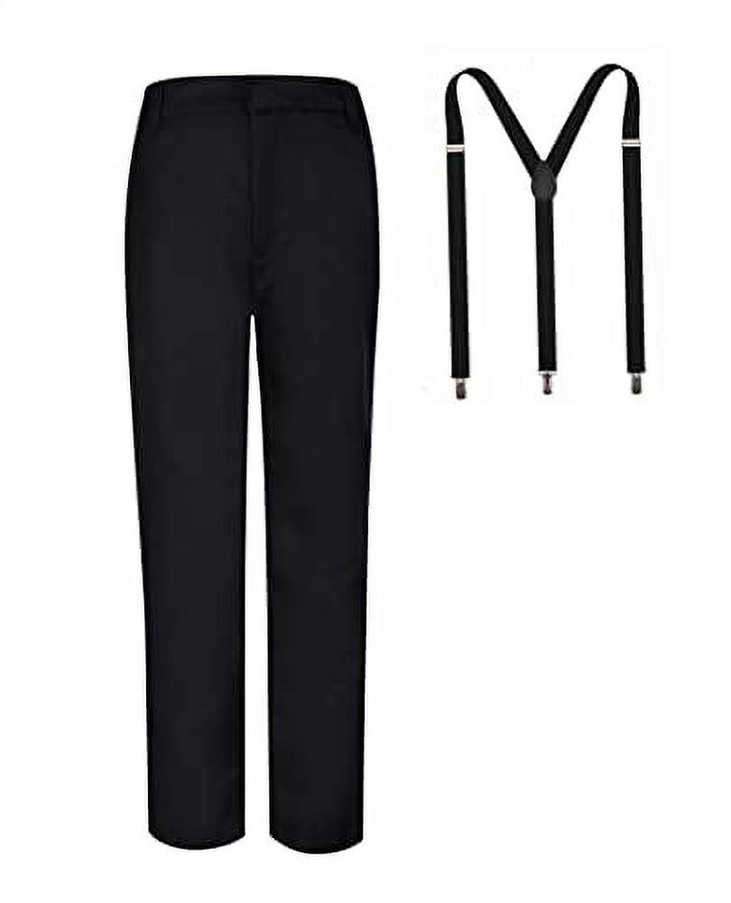 Bienzoe Boy's School Uniforms Adjustable Waist Pants Suspender Pack