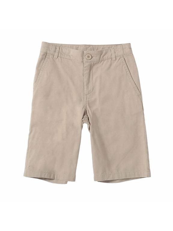 Boy's School Uniforms Flat Front Bermuda Shorts Khaki 16