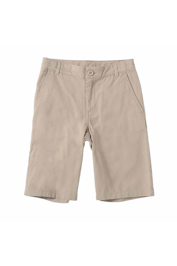 Boy's School Uniforms Flat Front Bermuda Shorts Khaki 16