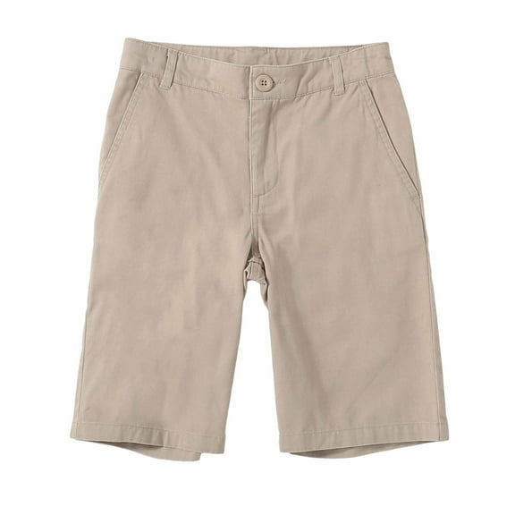 Bienzoe Boy's School Uniforms Flat Front Bermuda Shorts Khaki 8