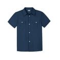 thumbnail image 1 of Bienzoe Boys Button Up Shirt: Short Sleeve Kids Dress Collared Shirts Two Pockets Navy 7, 1 of 11