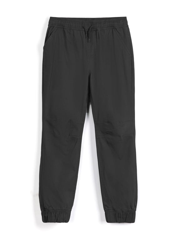 Boys Chino Cotton Pants: Kids Stretch Elastic Waist - Casual Outdoor Daily Wear Black Size 10