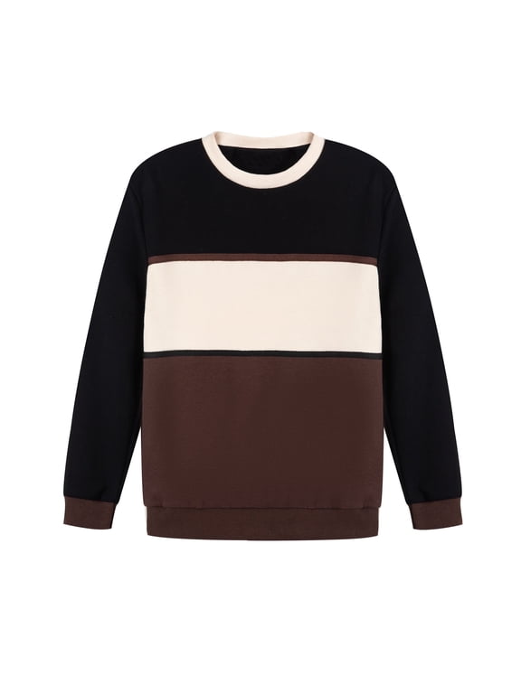 Boys Crewneck Knit Sweatshirt: Kids Long Sleeve Casual Pullover – Comfort for Family Home Fall School Black Size 10