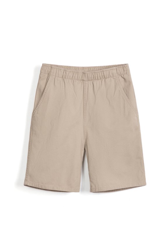 Boys School Uniform Shorts: Kids Elastic Waist Lightweight Adjustable Cotton Comfort Bermuda for Casual Daily Wear Khaki Size 10