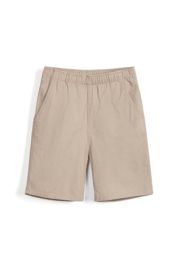 Boys School Uniform Shorts: Kids Elastic Waist Lightweight Adjustable Cotton Comfort Bermuda for Casual Daily Wear Khaki Size 14