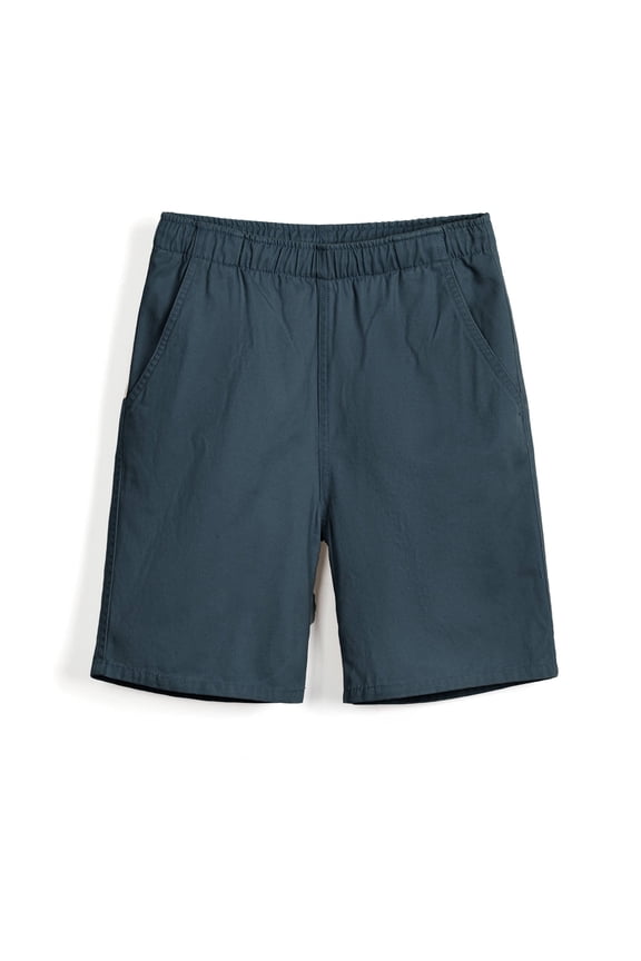 Boys School Uniform Shorts: Kids Elastic Waist Lightweight Adjustable Cotton Comfort Bermuda for Casual Daily Wear Navy Size 14
