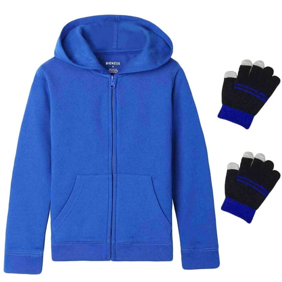 Bienzoe Girl's Anti-Pilling Soft Fleece Zipper School Uniform Hoodie Blue 12