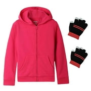 BIENZOE Girl's Anti-Pilling Soft Fleece Zipper School Uniform Hoodie Pink 7