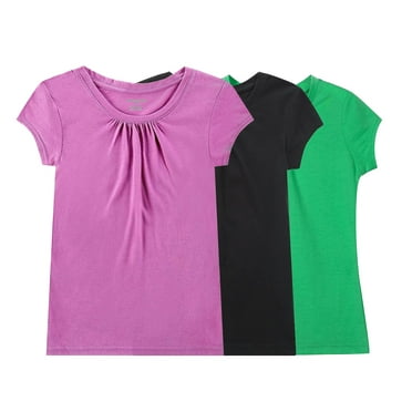Bienzoe Girl's Breathable Quick-Dry T-Shirt Pack-G 10/12