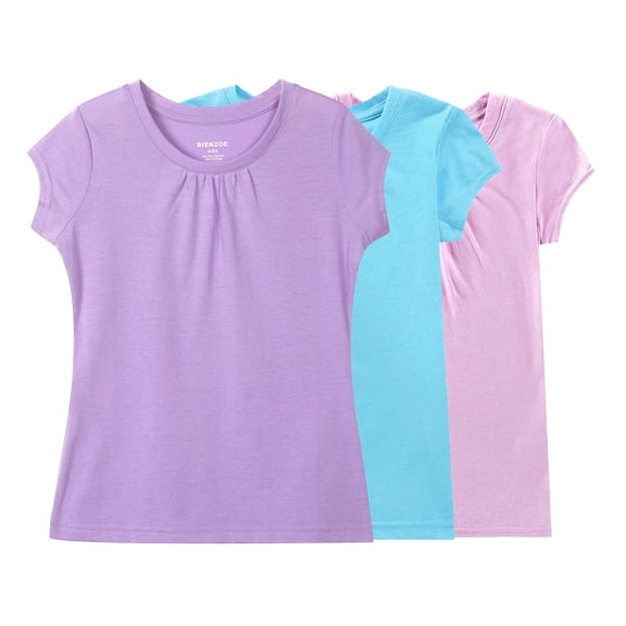 Bienzoe Girl's Breathable Quick-Dry T-Shirt Pack-K 10/12