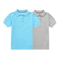 thumbnail image 1 of Bienzoe Girl's Breathable Short Sleeve Polo 2pcs PACKB 10/12,Blue,Gray, 1 of 11