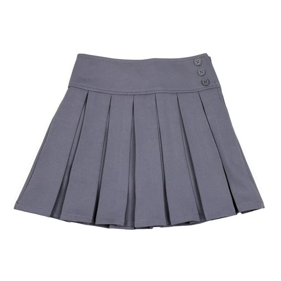 Bienzoe Girl's Classical Pleated School Uniform Dance Skirt Grey Size 16