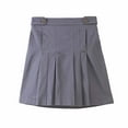 thumbnail image 1 of Bienzoe Girl's Cotton Stretch Elastic School Uniform Pleated Skirt M Grey, 1 of 11
