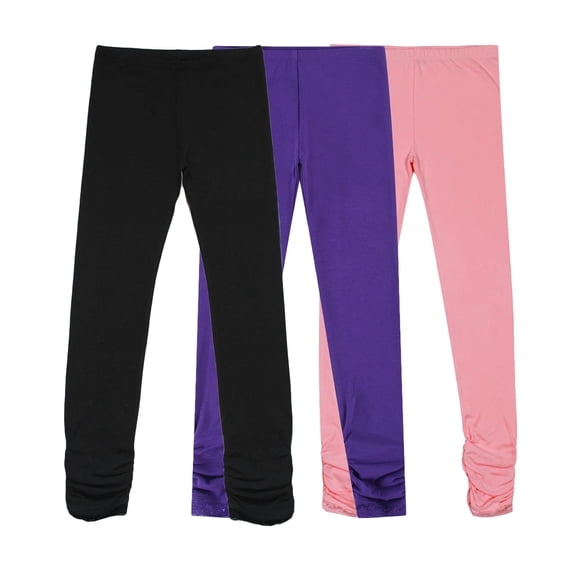 Bienzoe Girl's Cotton Stretch School Uniform 3 Leggings Pack-G 6
