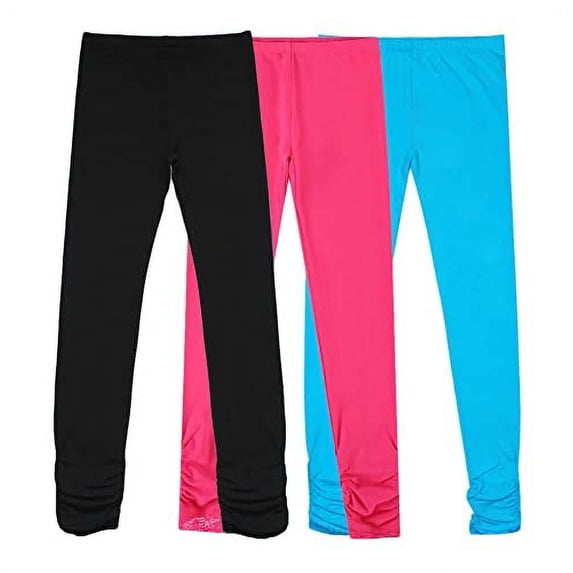 Bienzoe Girl's Cotton Stretch School Uniform 3 Leggings Pack-H 12