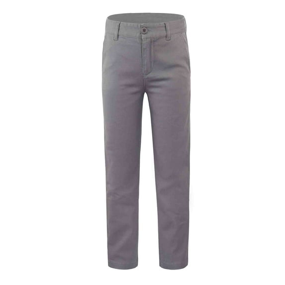 Bienzoe Girl's Cotton Stretchy Adjustable Waist School Uniform Pants Grey 6X