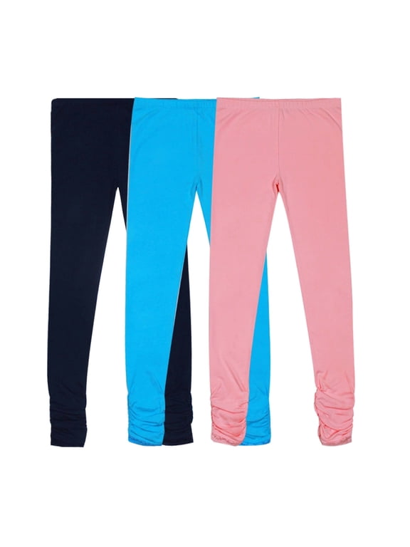 Girl's Knit Cotton Stretch School Uniform 3 Leggings Pack D 16