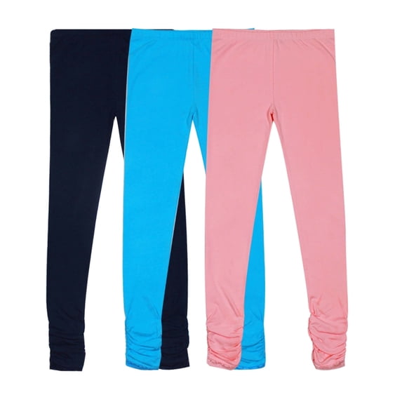 Bienzoe Girl's Knit Cotton Stretch School Uniform 3 Leggings Pack D 4