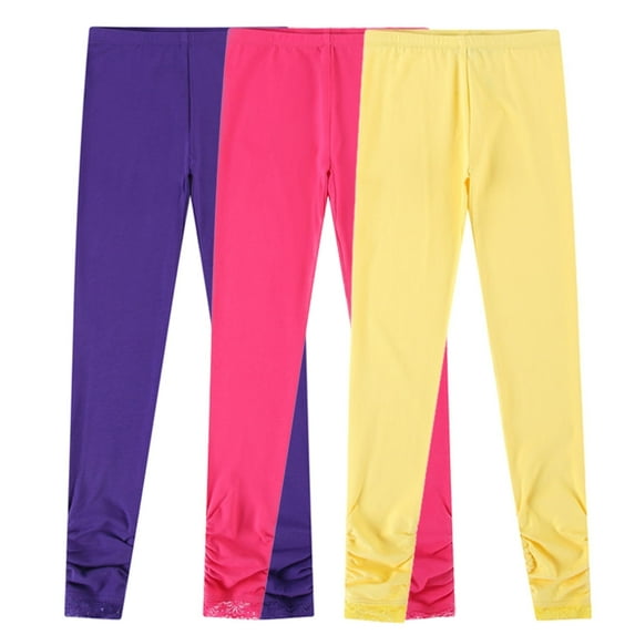 Bienzoe Girl's Knit Cotton Stretch School Uniform 3 Leggings Pack Lt 8