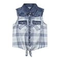 thumbnail image 1 of Bienzoe Girl's Plaid Denim Sleeveless Blouse Casual Tank Tops Blue 12, 1 of 9