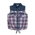 thumbnail image 1 of Bienzoe Girl's Plaid Denim Sleeveless Blouse Casual Tank Tops Denim Blue 16, 1 of 2