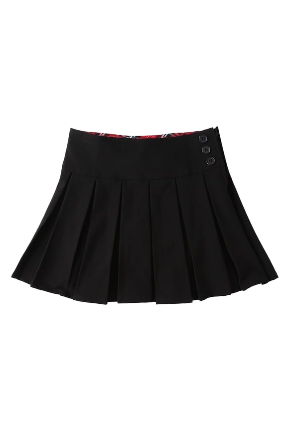 Girl's Pleated Hem School Uniform Skirt Black 16