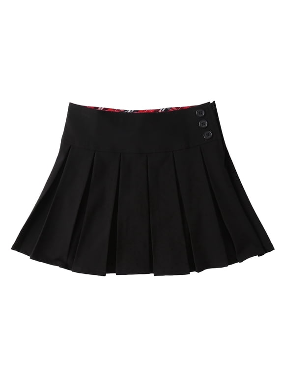 Girl's Pleated Hem School Uniform Skirt Black 8