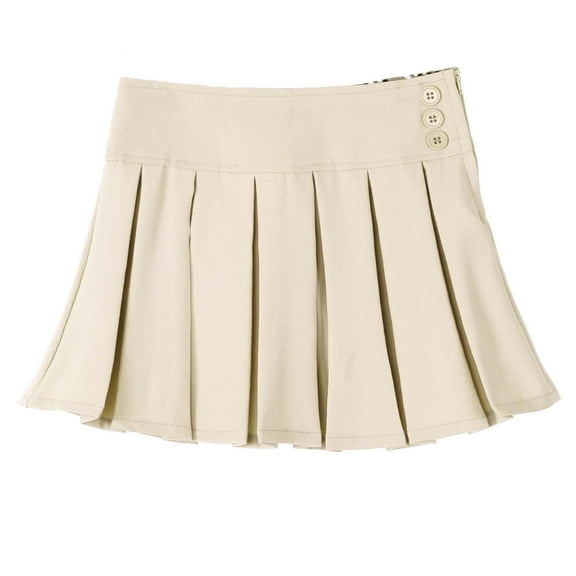 Bienzoe Girl's Pleated Hem School Uniform Skirt Khaki 16