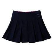 BIENZOE Girl's Pleated Hem School Uniform Skirt Navy 12