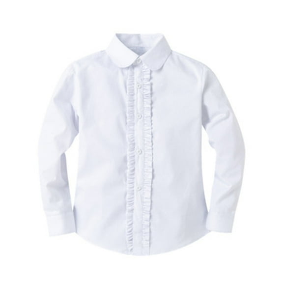 Bienzoe Girl's School Uniform Long Sleeve White Blouse L