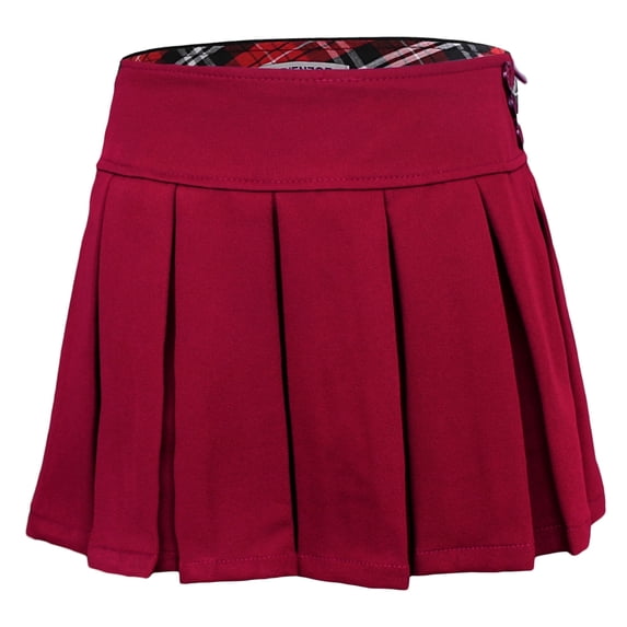 Bienzoe Girl's Stretchy Pleated Adjust Waist School Uniforms Skirt Burgundy 8